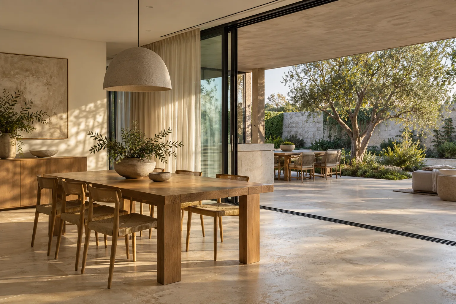 Generous openings create a welcoming place to gather.